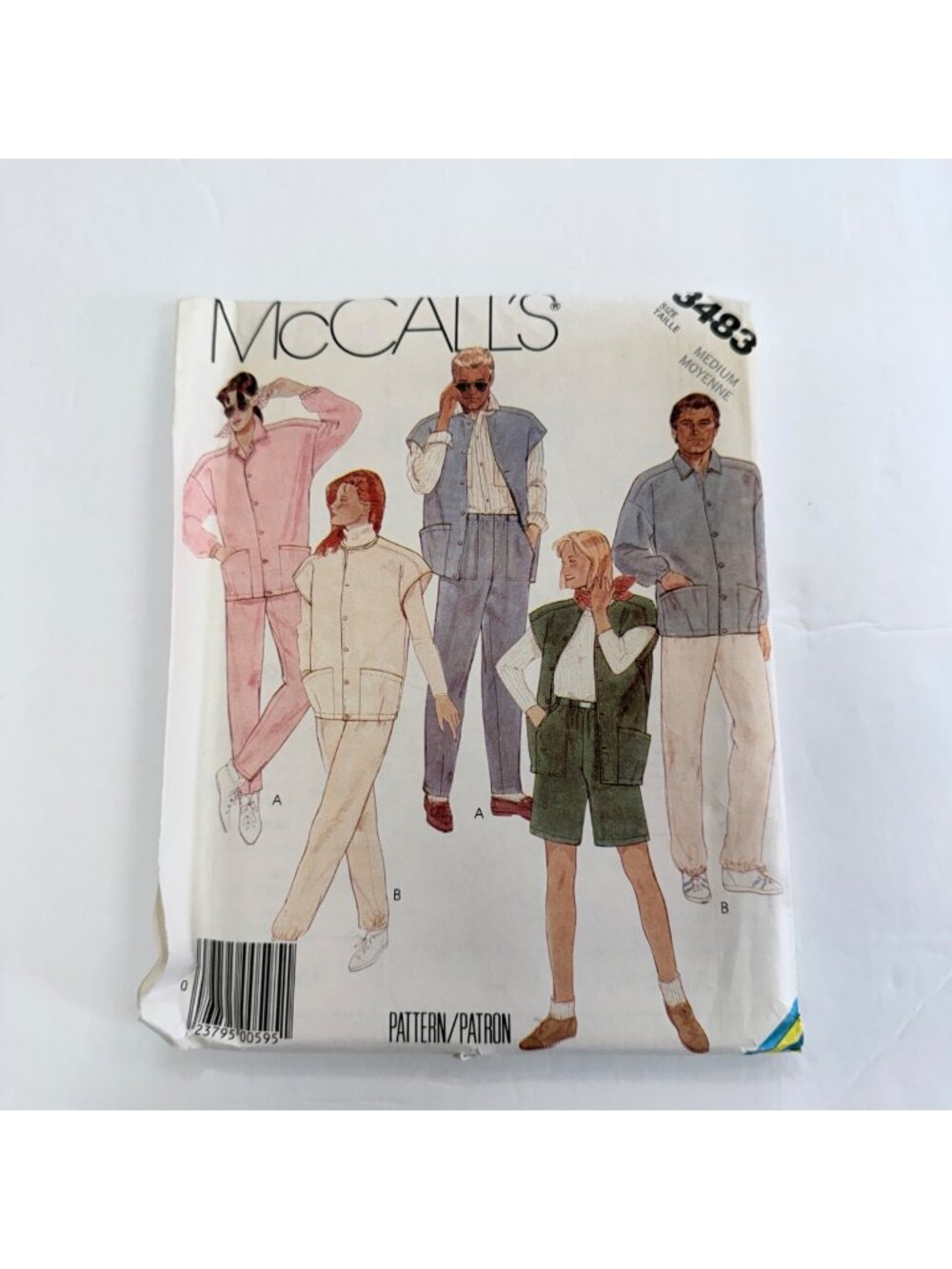 Vintage McCalls Sewing Pattern 3483 Misses Mens Jacket Vest Pants Shorts Sz Med